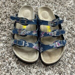 Viking Sandals Womens 37 Banff Slip On Slides Multicolor Buckle Casual Denim